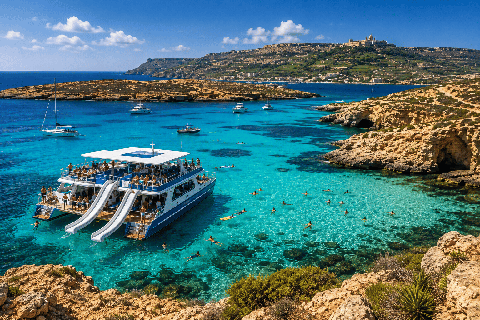 Malta Blue Lagoon, Comino & Gozo Boat Tour with Sea Caves