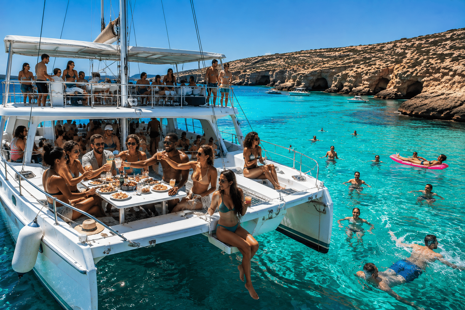 Blue Lagoon Catamaran Cruise in Malta - Lunch, Open Bar & Crystal Waters